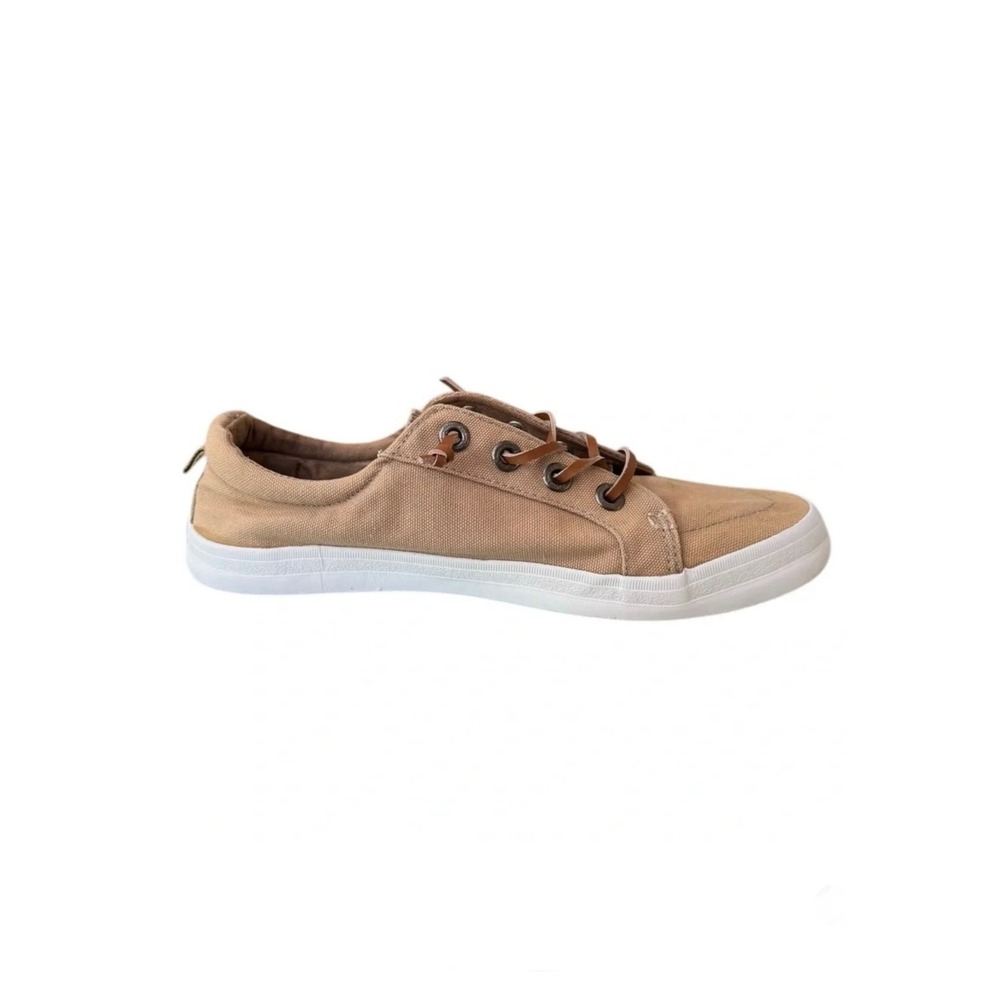 Tommy Bahama Womens Tan Canvas Slip On Low Top Sneakers Khaki Size 8.5